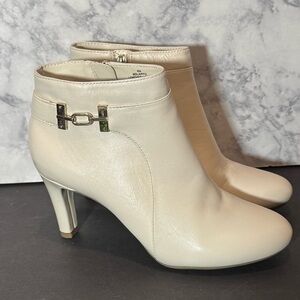 Bandolino Cream Ankle Booties with Gold Accent